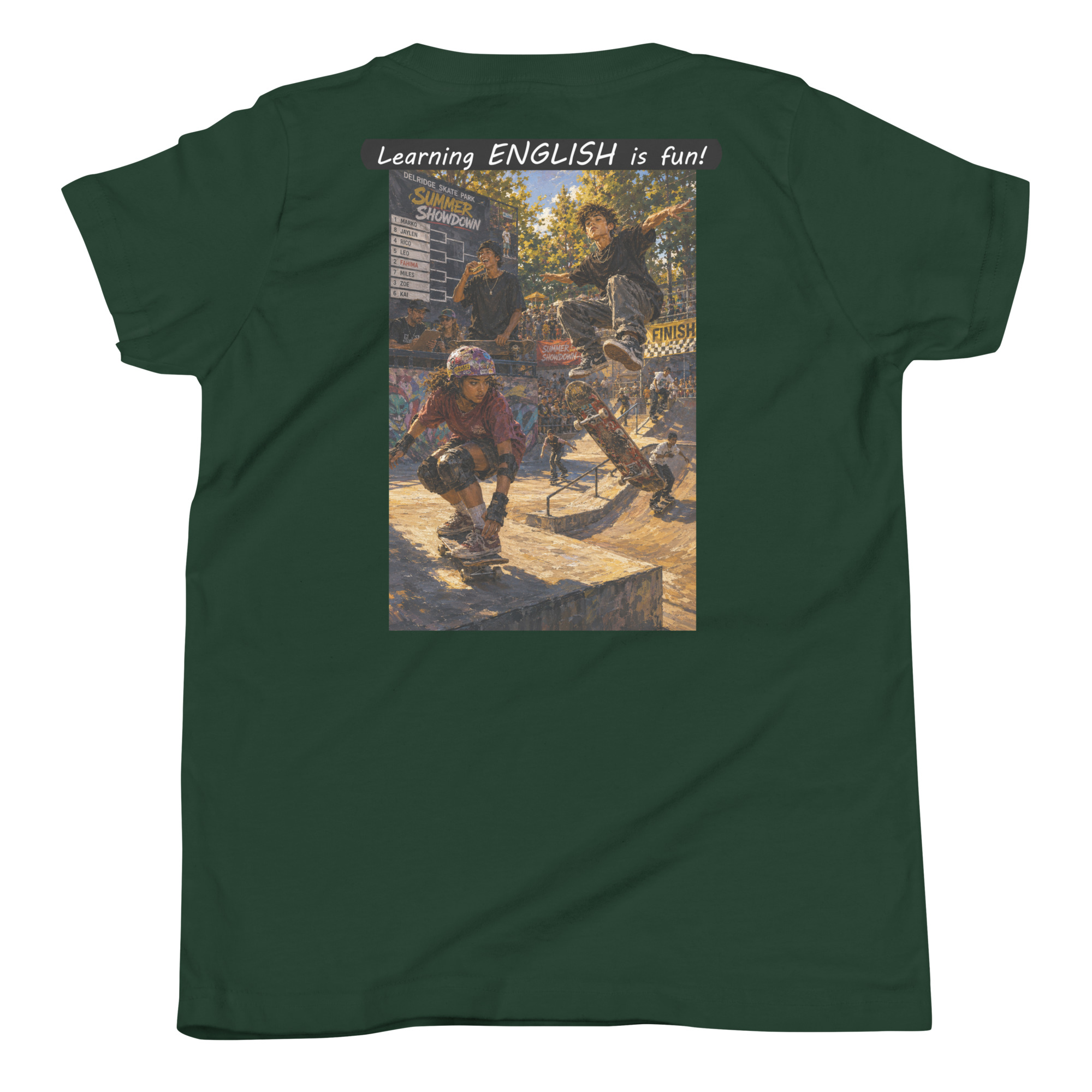 Youth Short Sleeve T-Shirt - Learning ENGLISH is fun! - The Summer Showdown - Image 22