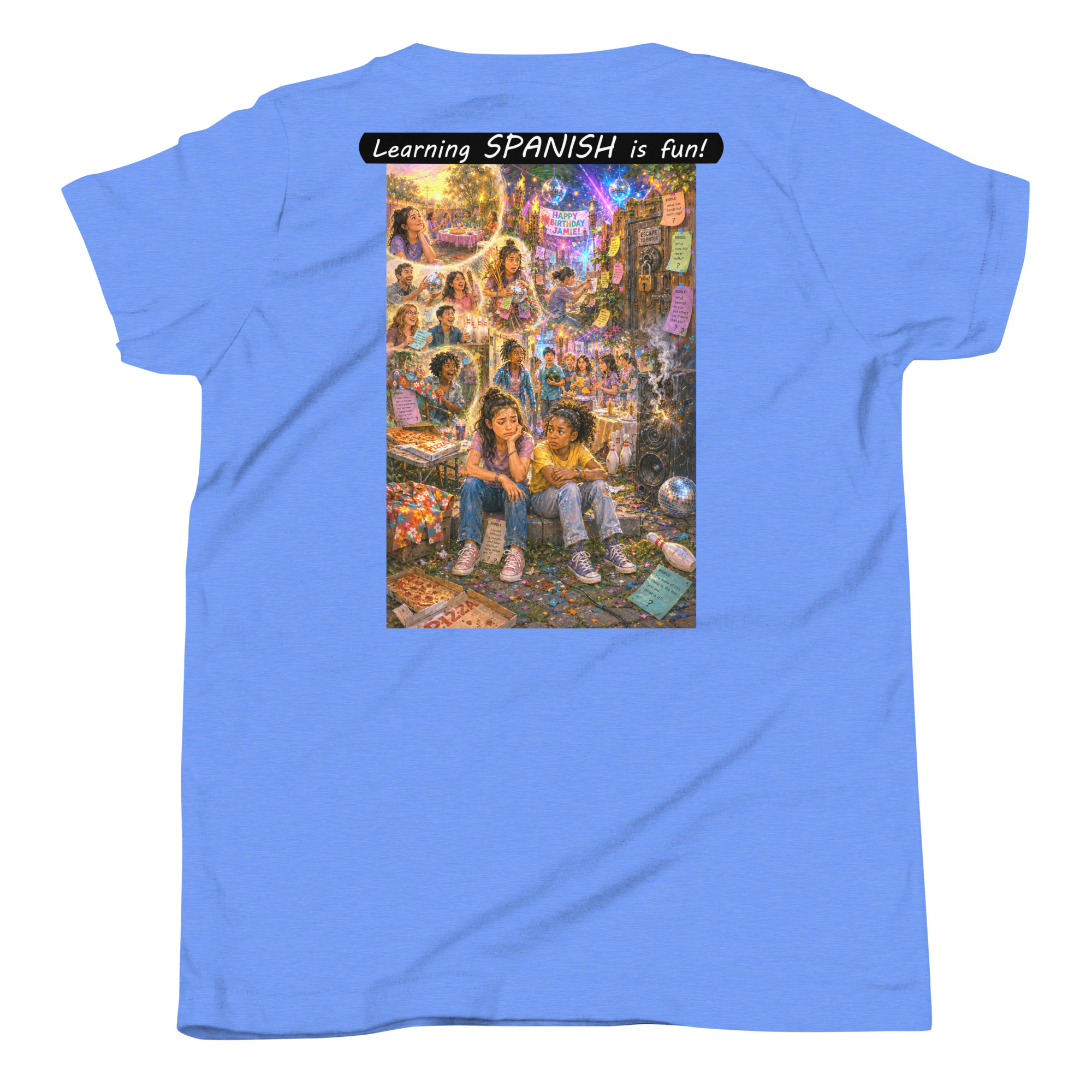 Youth Short Sleeve T-Shirt - Learning SPANISH is fun! - The Surprise Party - Image 15