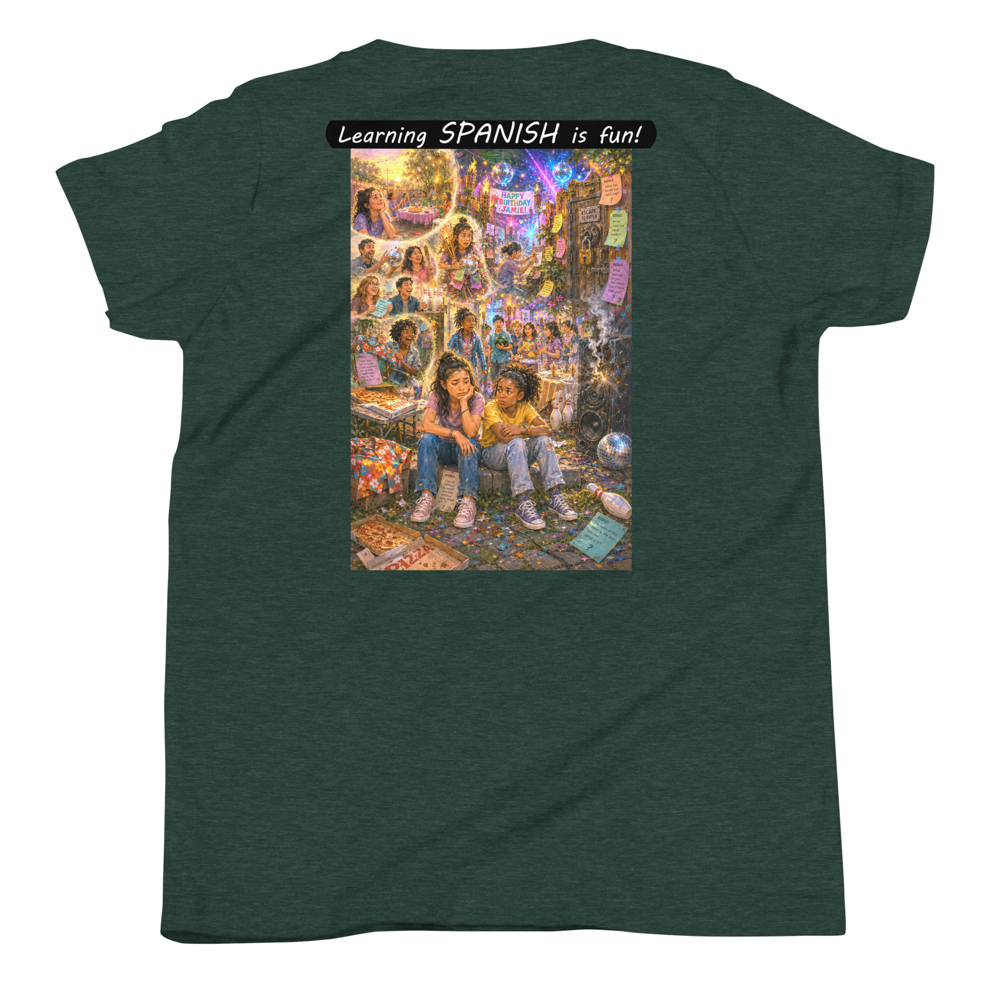 Youth Short Sleeve T-Shirt - Learning SPANISH is fun! - The Surprise Party - Image 17