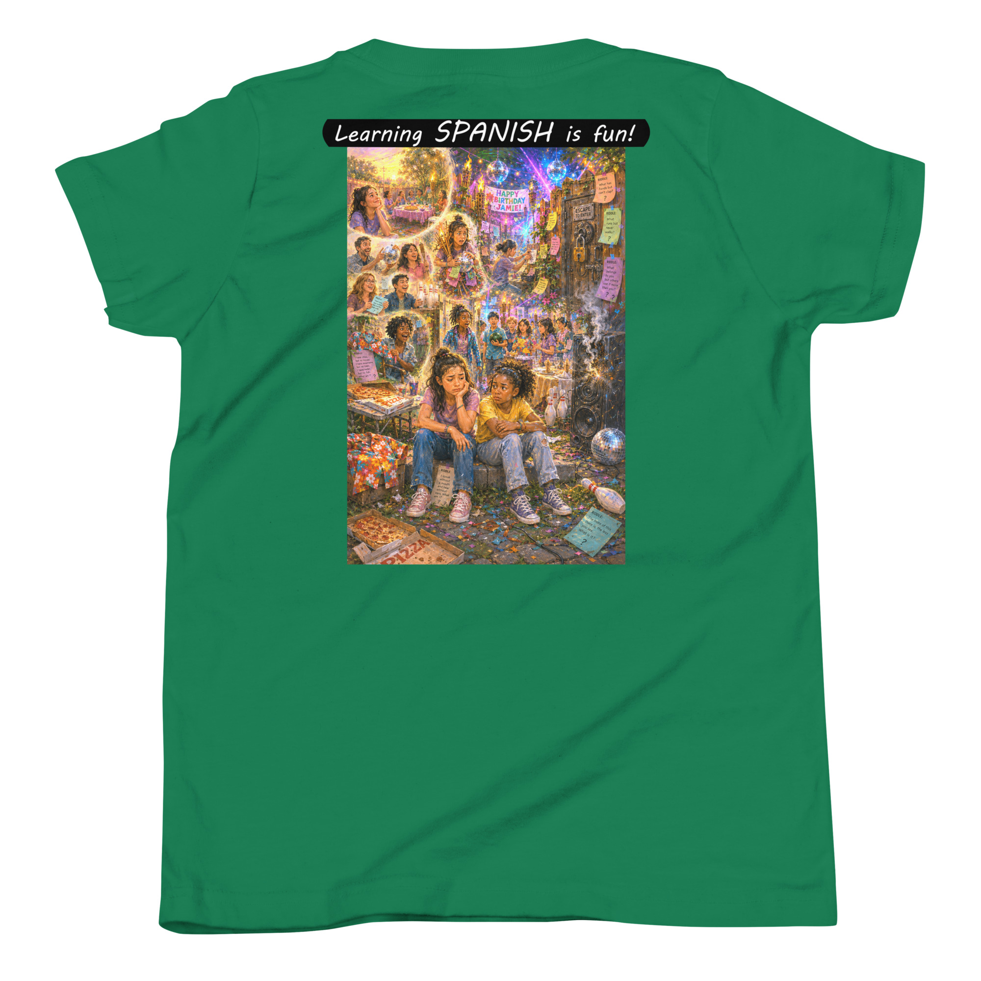 Youth Short Sleeve T-Shirt - Learning SPANISH is fun! - The Surprise Party - Image 19