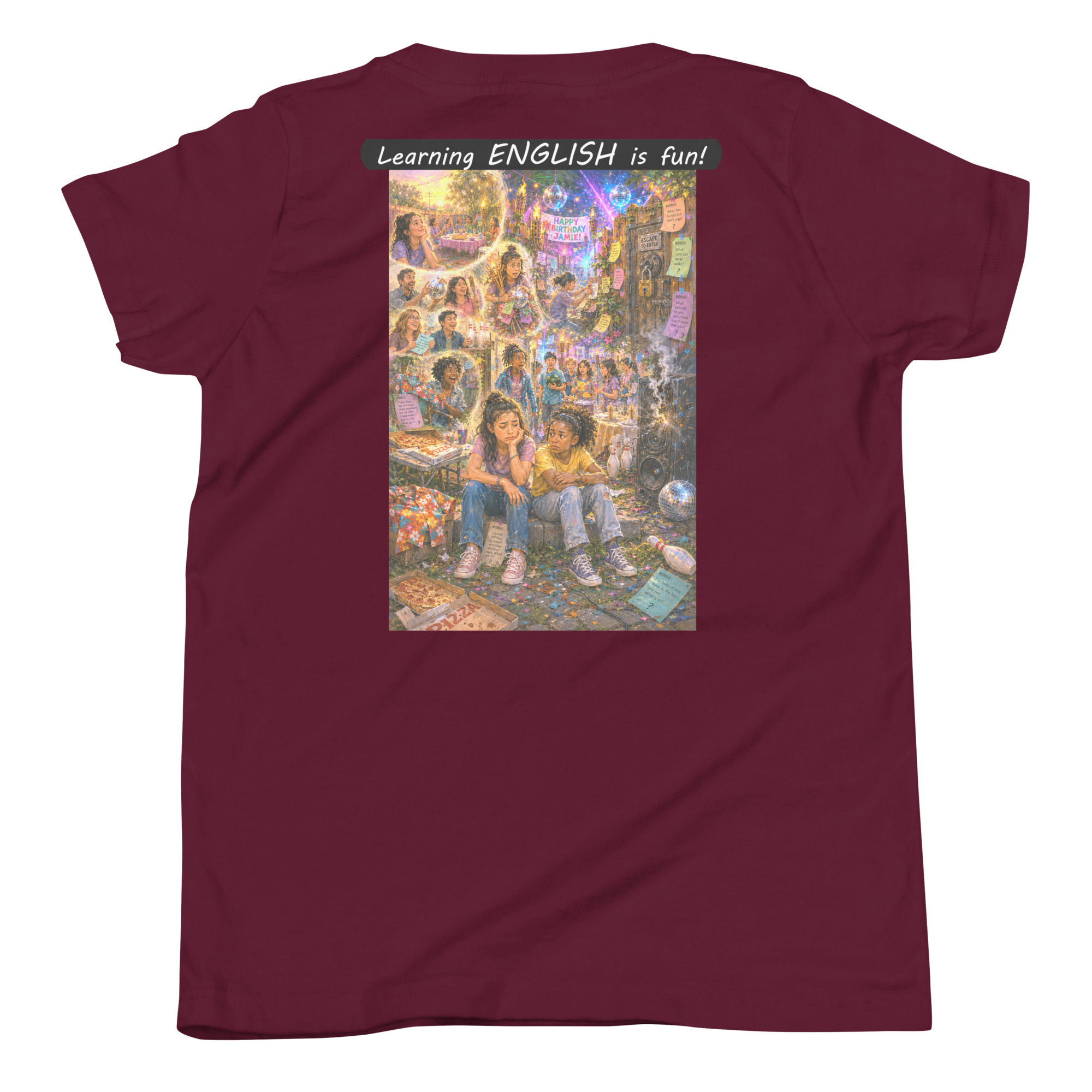 Youth Short Sleeve T-Shirt - Learning ENGLISH is fun! - The Surprise Party - Image 20