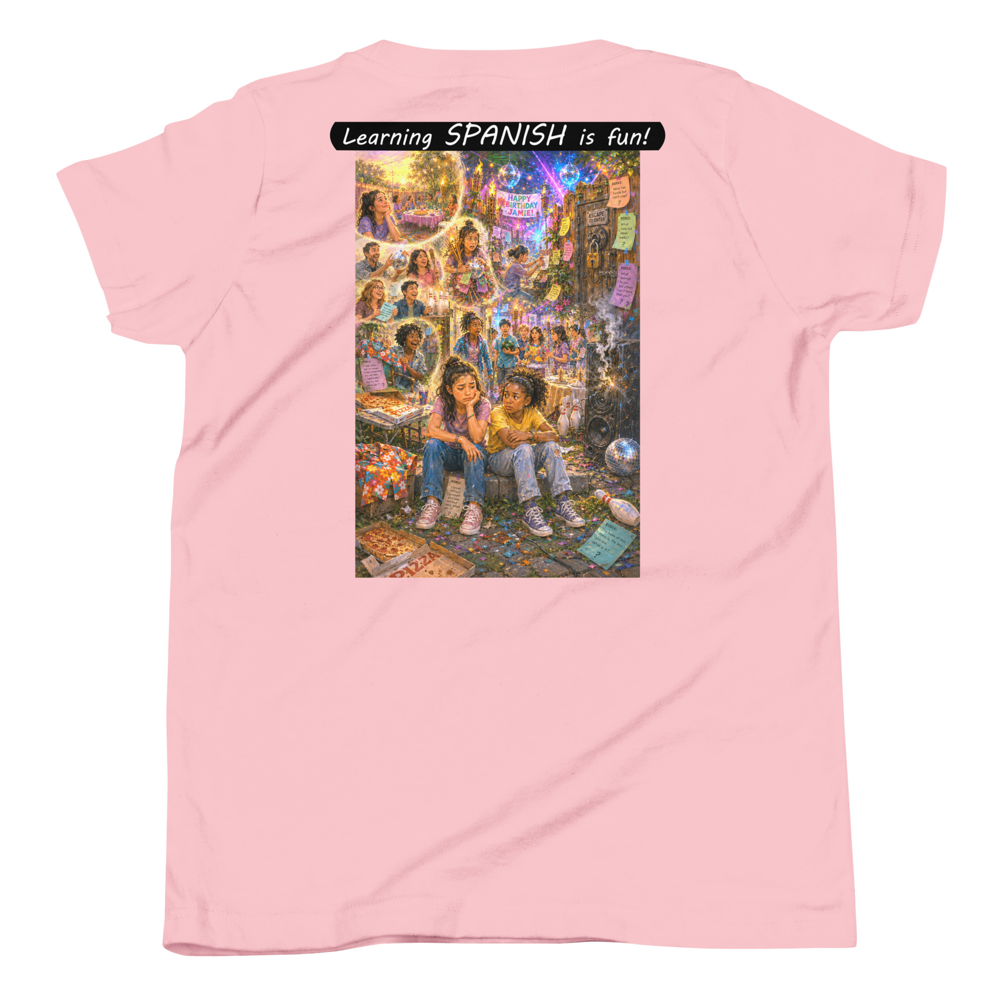 Youth Short Sleeve T-Shirt - Learning SPANISH is fun! - The Surprise Party - Image 27