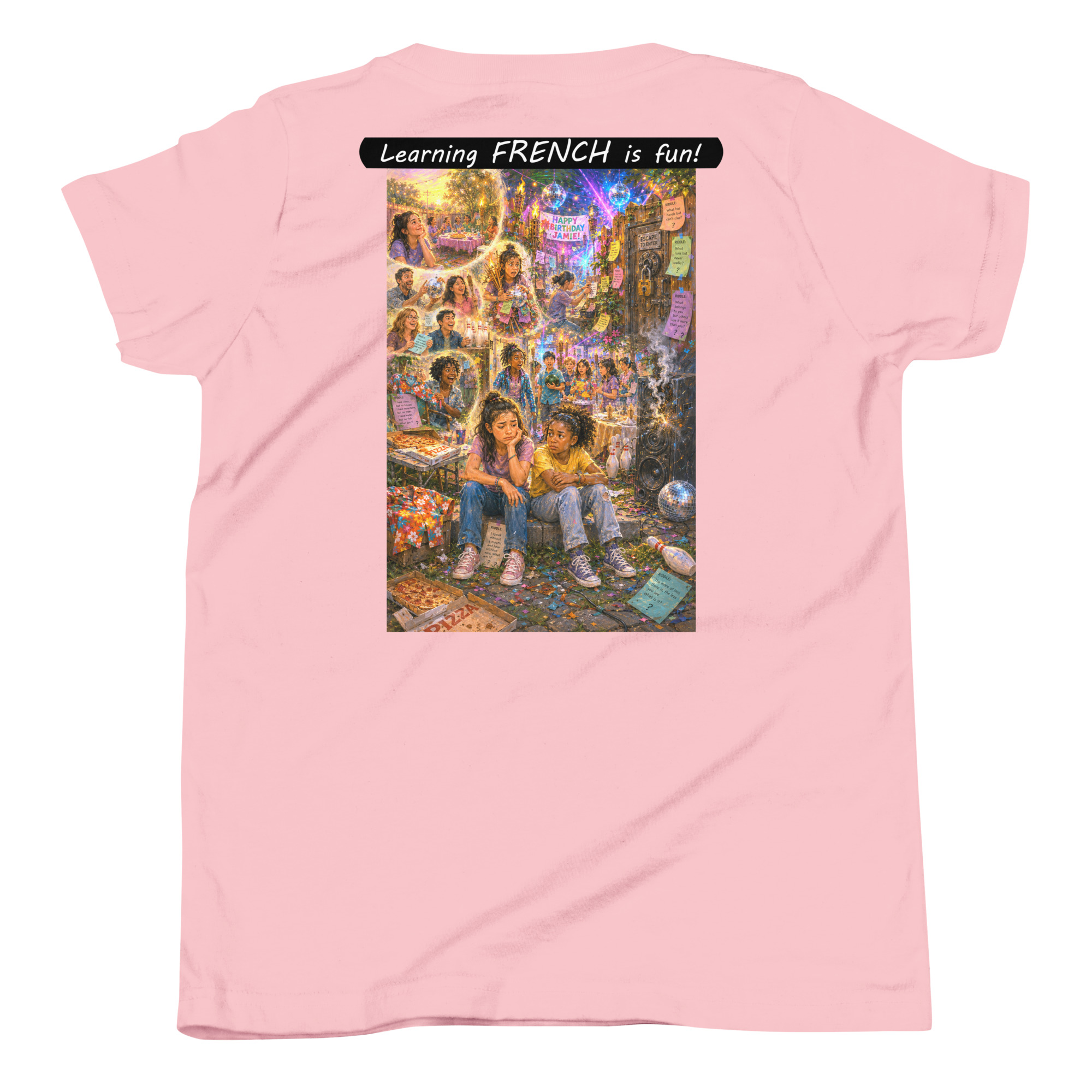 Youth Short Sleeve T-Shirt - Learning FRENCH is fun! - The Surprise Party - Image 26