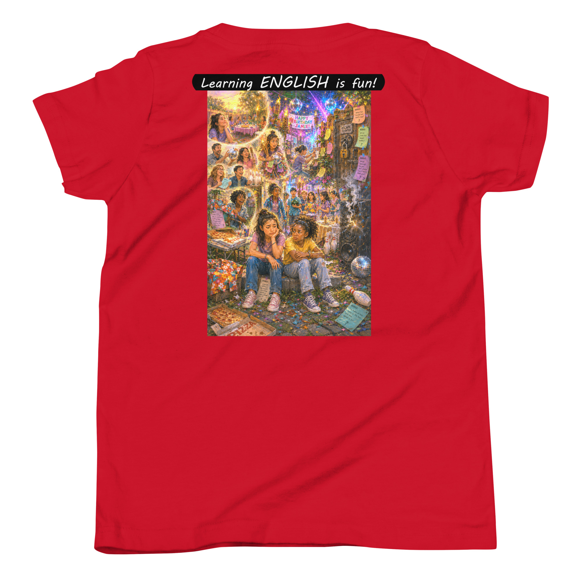 Youth Short Sleeve T-Shirt - Learning ENGLISH is fun! - The Surprise Party - Image 28