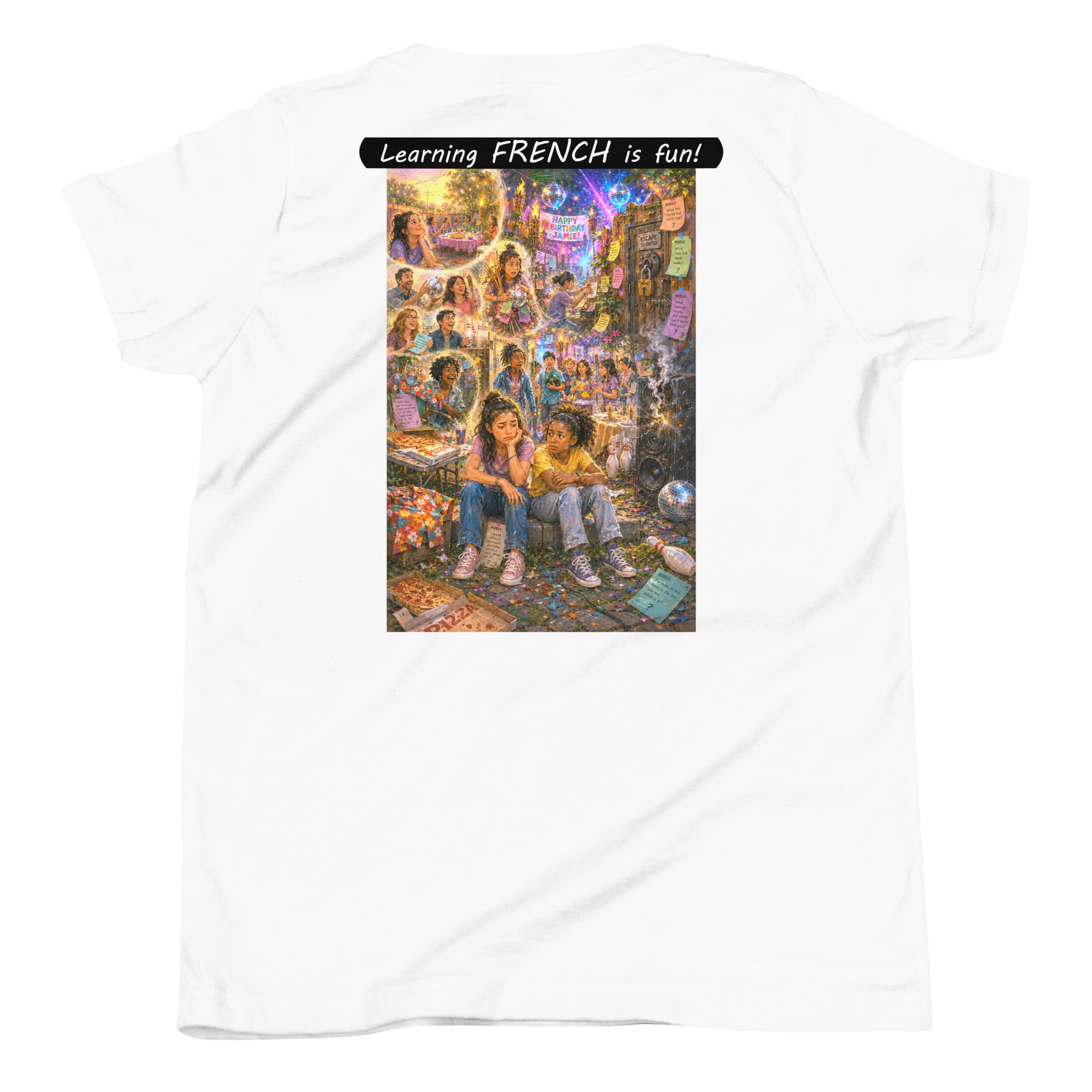 Youth Short Sleeve T-Shirt - Learning FRENCH is fun! - The Surprise Party - Image 32