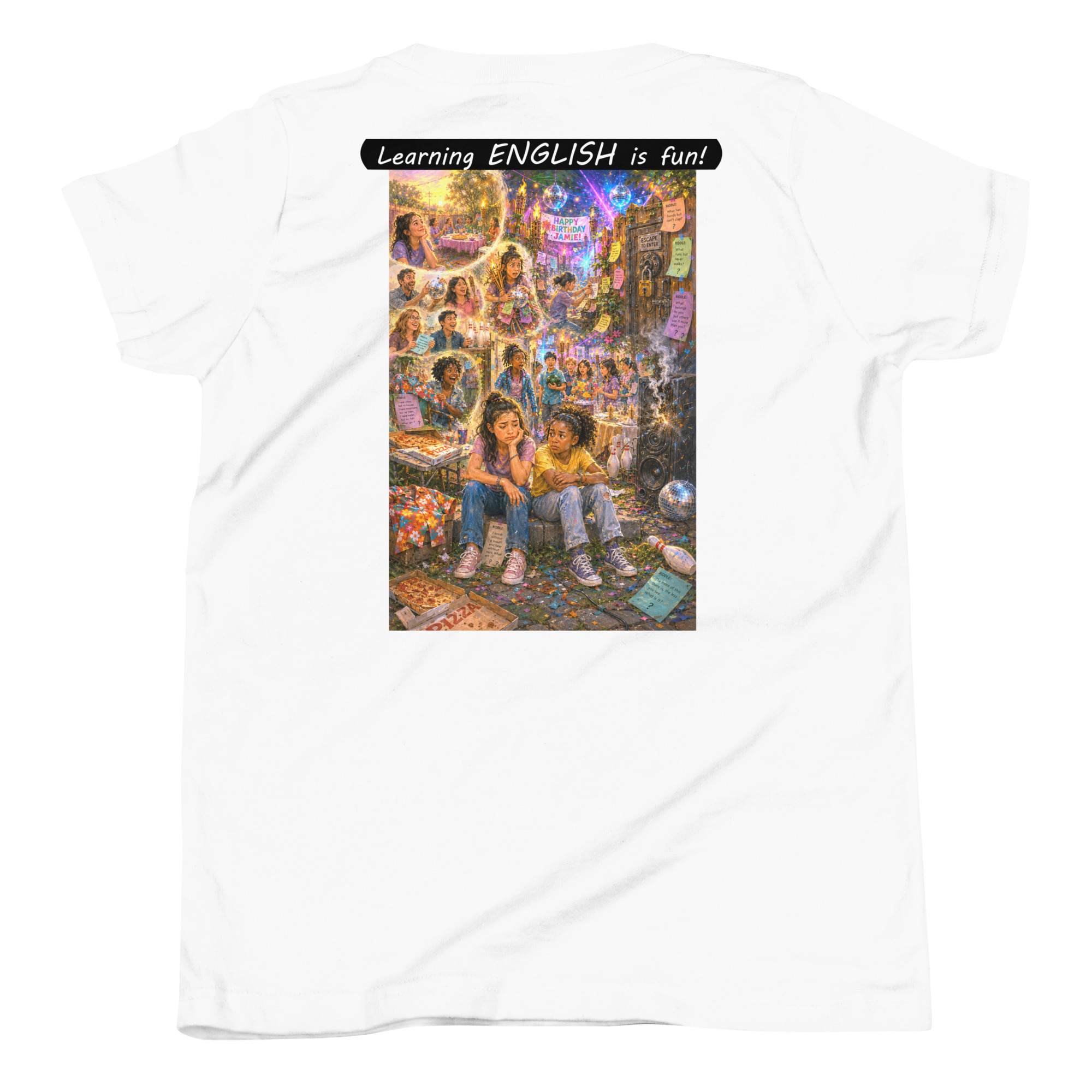 Youth Short Sleeve T-Shirt - Learning ENGLISH is fun! - The Surprise Party - Image 32