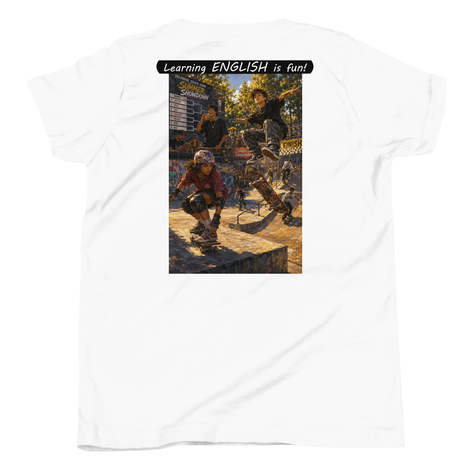 Youth Short Sleeve T-Shirt - Learning ENGLISH is fun! - The Summer Showdown - Image 32